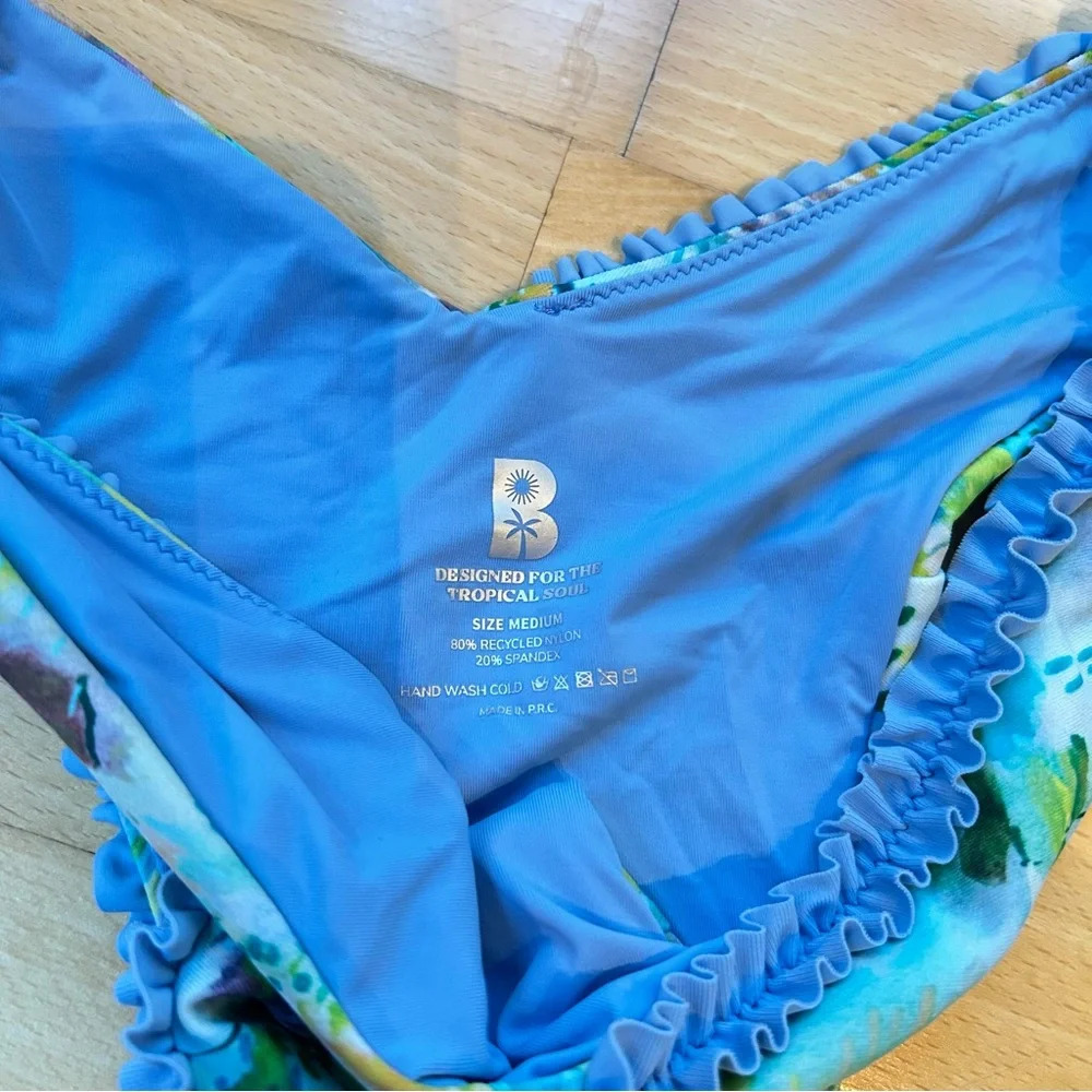Blackbough Amelia Frilled Underwire Top And Bottom Bikini Set Secret Garden Blue - Picture 4 of 5